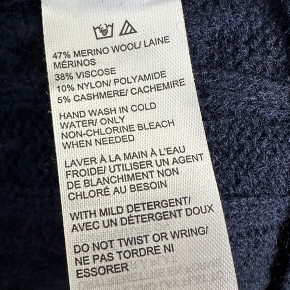 Saks Fifth Avenue Cable Knit Crew Sweater Navy Blue Mens XL Merino Wool Cashmere - Picture 8 of 12